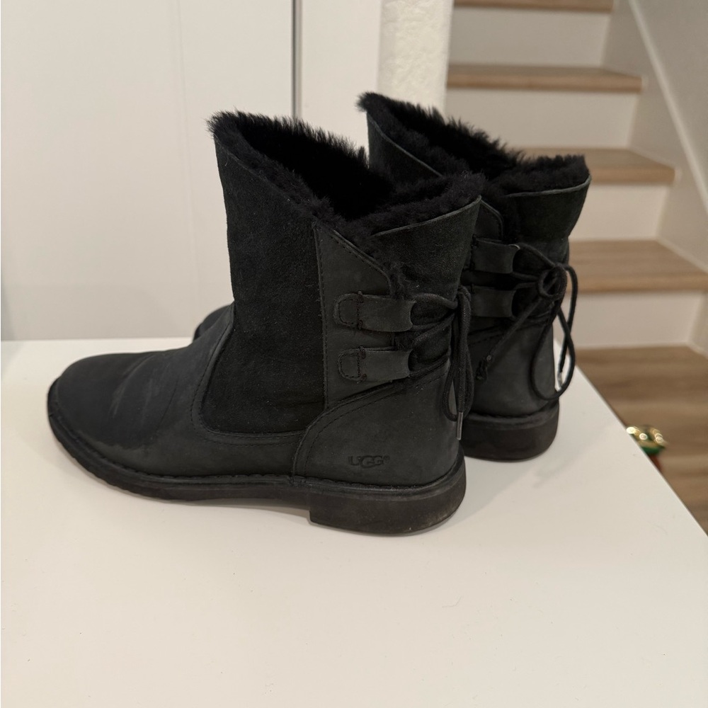 UGG Black Winter Rain Boots with Plush Lining